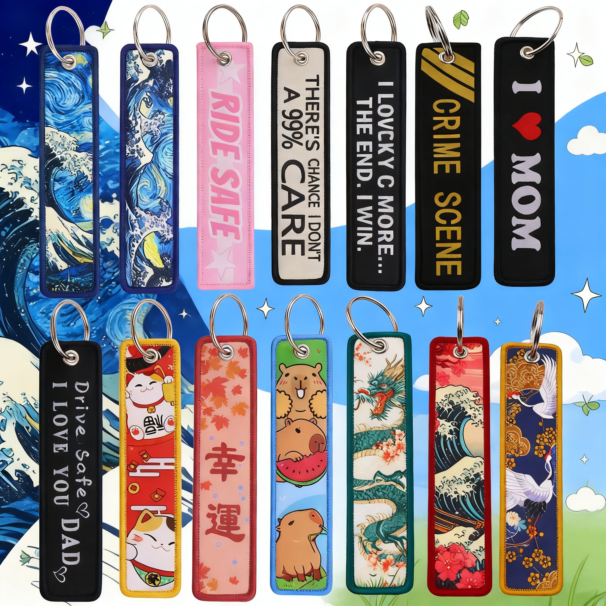 Van Gogh Embroidery Key Fobs K - Car Accessories Japan reseña y precio